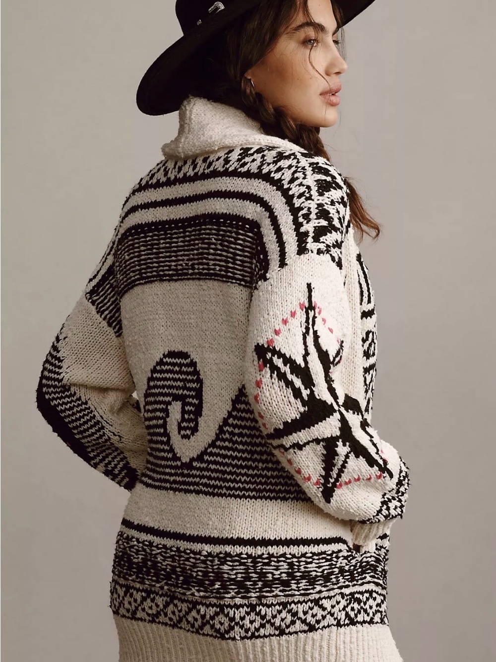 Anthropologie Pilcro Slouchy Waves Cardigan Sweater Nautical Chunky Oversize M L